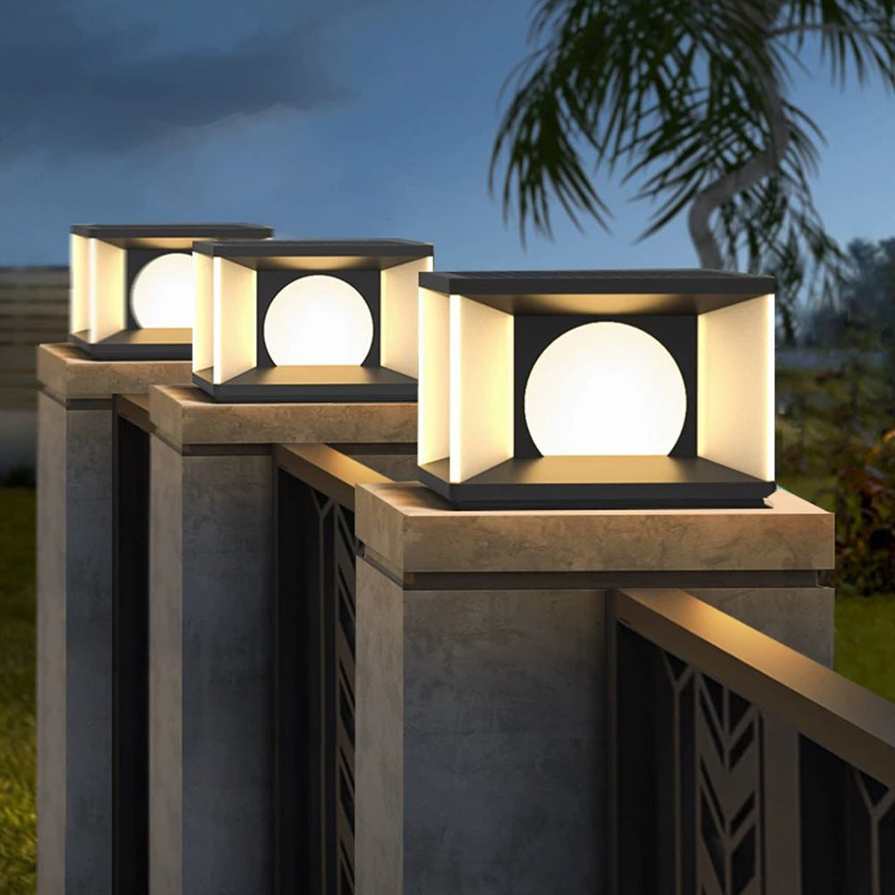 Ray Lampe Solaire Pilier Moderne, Métal, Noir, Allée, Câble Solaire