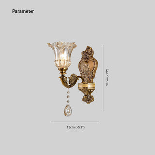 Ray Design Floral Applique Murale Fleur Vintage LED Métal/Verre Bronze Chambre