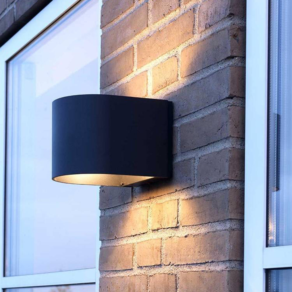 Ray Cylindrique LED Applique Murale Noir Métal Verre Jardin