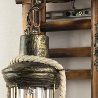 Epoch Applique  Murale en Forme de Lanterne, Métal et Corde de Chanvre