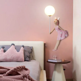 Aria Applique Murale Moderne en Forme de Ballon et de Fille, PV, Rose, Chambre à coucher