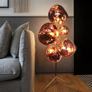 Valentina Design Lampadaire Globe Moderne Métal/Acrylique Or/Rose Dorée/Chormé/Gris Fumé Salon
