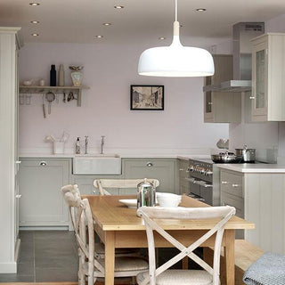 Lustra Suspension Lampe Abat-jour Blanc en Bois