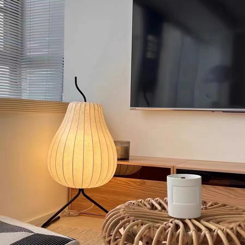 Ritta Lampadaire Poire Art Deco, Métal/Tissu, Beige, Salon