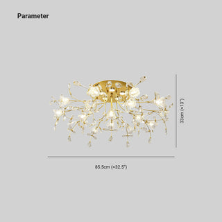 Arisha Design LED Plafonnier Fleur Art Deco Métal/Verre Doré Salon/Chambre à Coucher