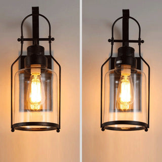 Silva Applique Murale LED Lanterne Vintage Métal/Verre Noir/Rouille Chambre/Salle à Manger