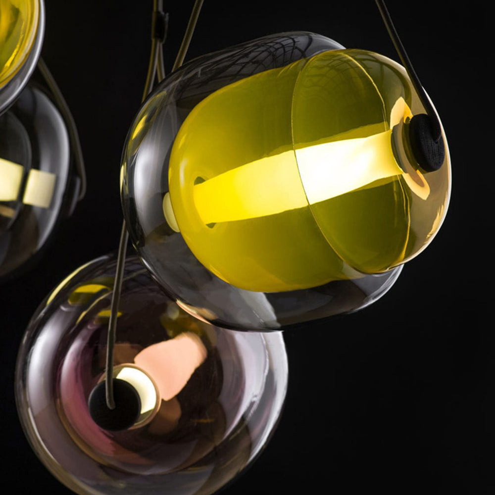 Valentina Design Luminaires Suspensions Bulle Moderne LED Verre Bleu/Jaune/Rose/Blanc Salon/Chambre à Coucher