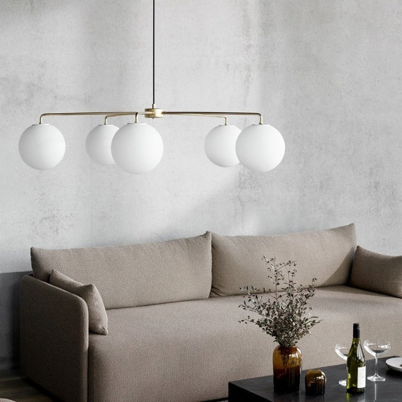 Valentina Minimaliste LED Bulle Verre Métal Lustre Salon