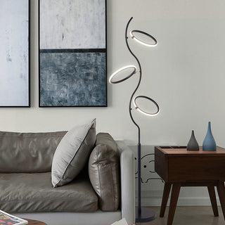 Arisha Design Lampadaire Rond Moderne Métal/Acrylique Noir/Blanc Salon/Chambre