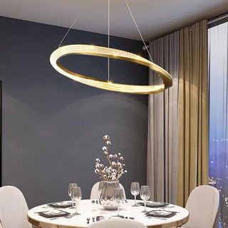 Kristy Luminaires Suspensions Anneau Moderne Métal Acrylique Noir/Cuivre Salon/Chambre à Coucher
