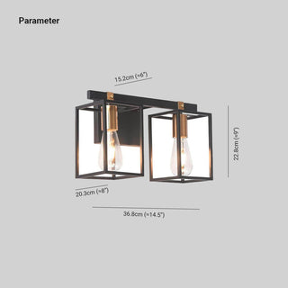 Silva Applique Murale à Miroir Carré Design LED Vintage Métal Noir Salle de Bain