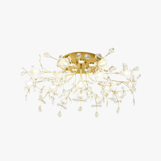 Arisha Design LED Plafonnier Fleur Art Deco Métal/Verre Doré Salon/Chambre à Coucher