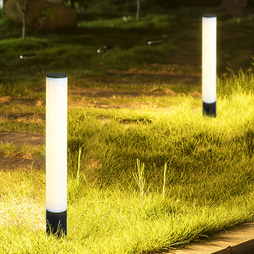 Ray Lampe Extérieure au Sol Minimaliste, Métal/Acrylique, Noir/Blanc, Jardin