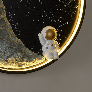 Aria Applique Murale Moderne Astronaute Lune, Métal, Noir, Chambre/Salon