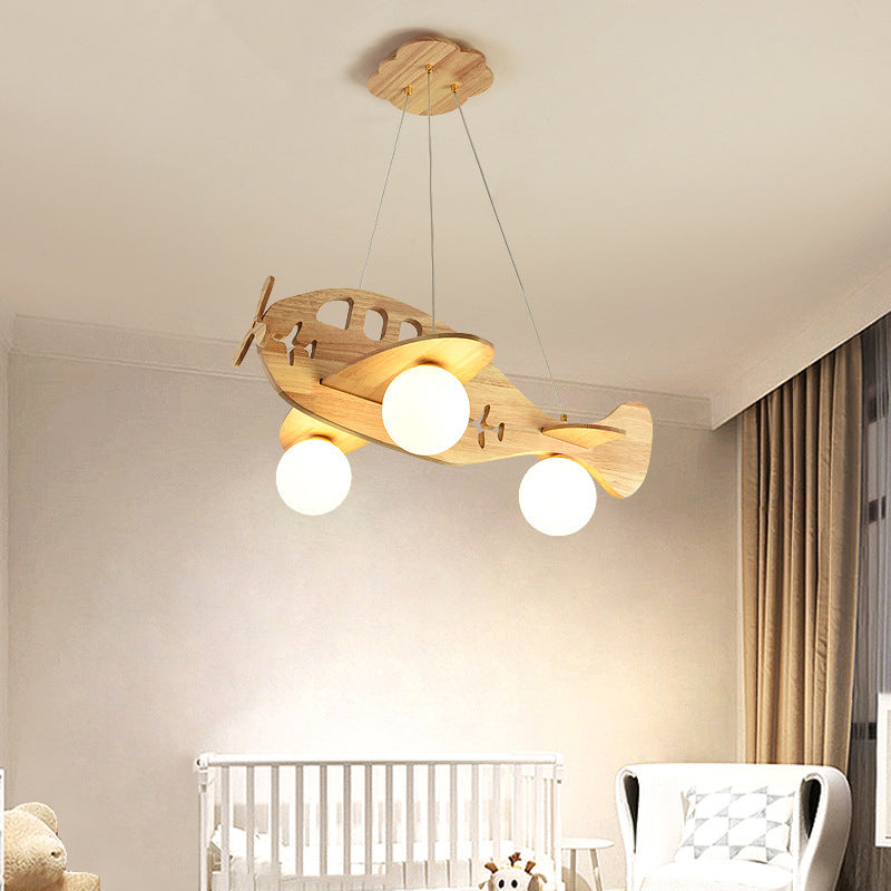 Aria Luminaires Suspension Avion Moderne, Bois, Chambre d'Enfant/Salon
