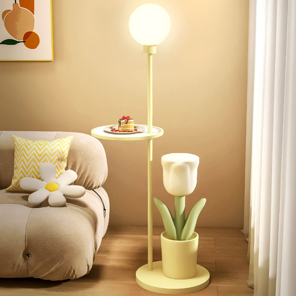 Arisha Design Lampadaire Tulipe Moderne Métal Rose/Jaune/Violet Salon