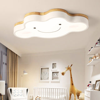 Aria Plafonnier Nuage Moderne, Acrylique/Bois, Blanc/Vert/Rose, Chambre