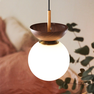 Valentina Nordique Japonais Glob LED Plafonnier/Suspension Métal Verre Chambre à coucher, Burlywood