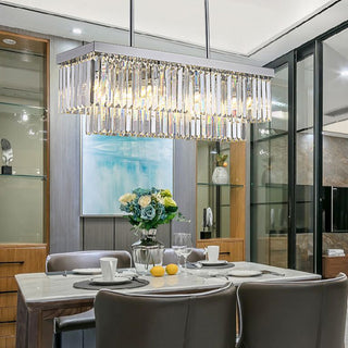 Kristy Design Luminaires Suspensions Rectangulaire Contemporain Métal/Cristal Blanc Salle à Manger/Salon