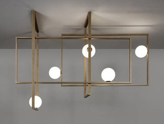 Lustra Lustre Mondrian en Verre et Laiton Moderne