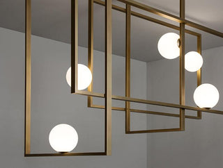 Lustra Lustre Mondrian en Verre et Laiton Moderne