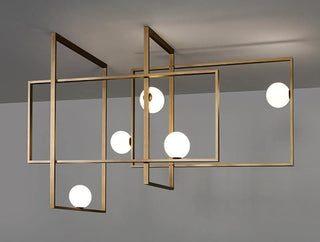 Lustra Lustre Mondrian en Verre et Laiton Moderne