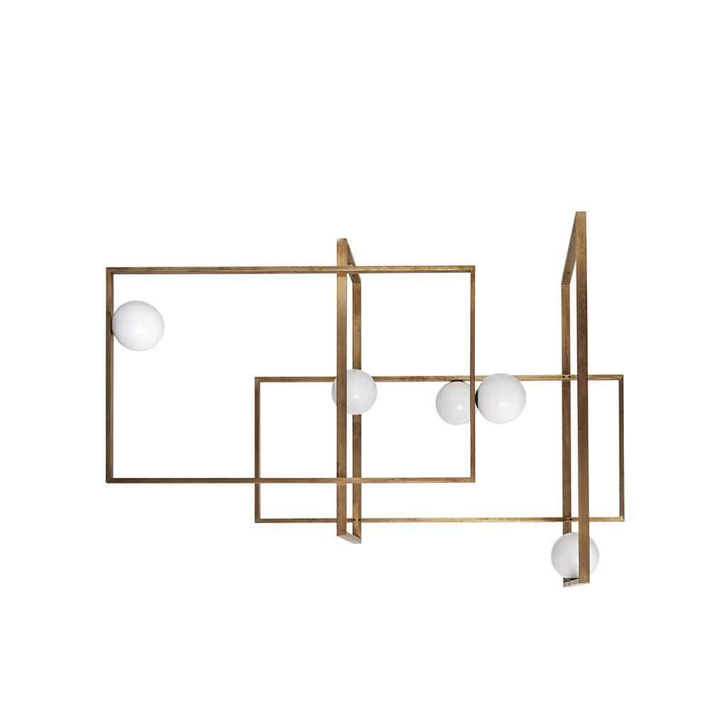 Dovora Lustre Mondrian en Verre et Laiton Moderne