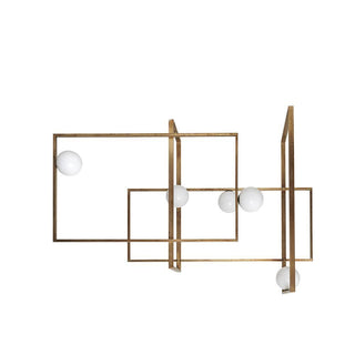 Lustra Lustre Mondrian en Verre et Laiton Moderne