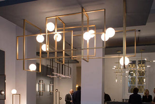 Lustra Lustre Mondrian en Verre et Laiton Moderne
