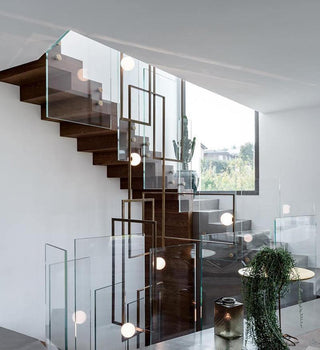 Lustra Lustre Mondrian en Verre et Laiton Moderne