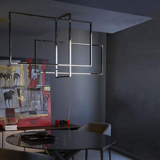 Lustra Lustre Mondrian en Verre et Laiton Moderne