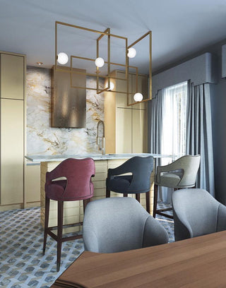 Lustra Lustre Mondrian en Verre et Laiton Moderne