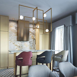 Lustra Lustre Mondrian en Verre et Laiton Moderne