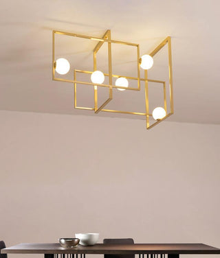Lustra Lustre Mondrian en Verre et Laiton Moderne