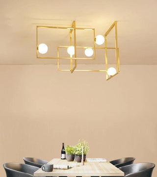 Lustra Lustre Mondrian en Verre et Laiton Moderne