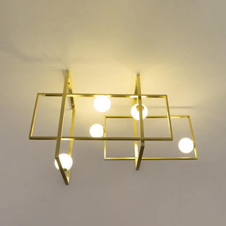 Lustra Lustre Mondrian en Verre et Laiton Moderne