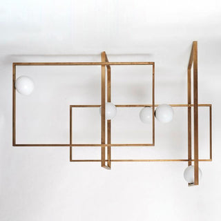 Lustra Lustre Mondrian en Verre et Laiton Moderne