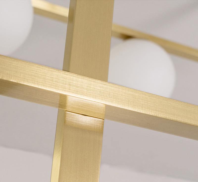 Dovora Lustre Mondrian en Verre et Laiton Moderne