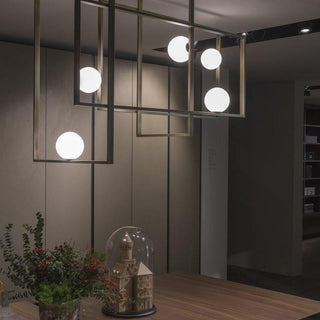 Lustra Lustre Mondrian en Verre et Laiton Moderne