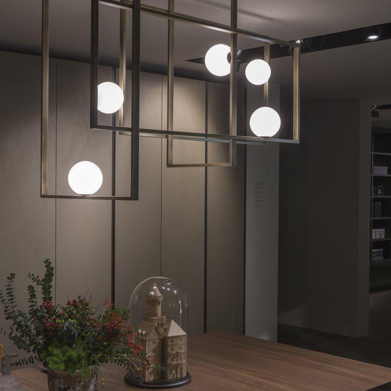 Dovora Lustre Mondrian en Verre et Laiton Moderne