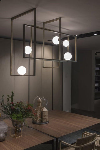 Lustra Lustre Mondrian en Verre et Laiton Moderne