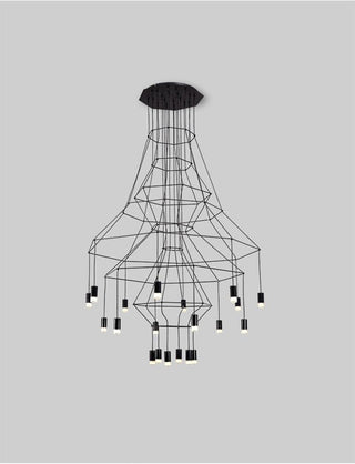 Lustra Lustre Lignes Noir Structure Métallique LED