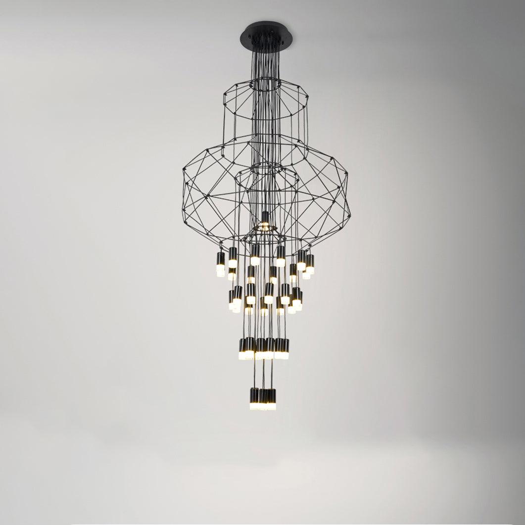 Soloris Lustre Lignes Noir Structure Métallique LED
