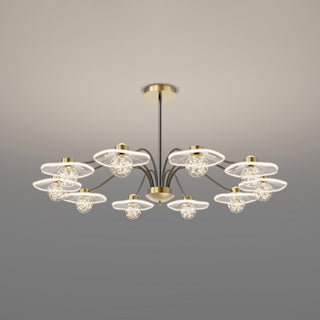 Arisha Suspension Multi Transitionnel, Métal/Acrylique/Verre, Doré, Salon/Chambre à Coucher