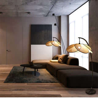 Ritta Lampadaire Fleur Naturel, Métal/Rotin, Beige, Salon/Chambre