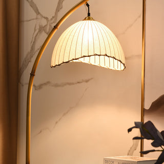 Muto Lampadaire Bambou Simple, Métal/Tissu, Blanc, Salon