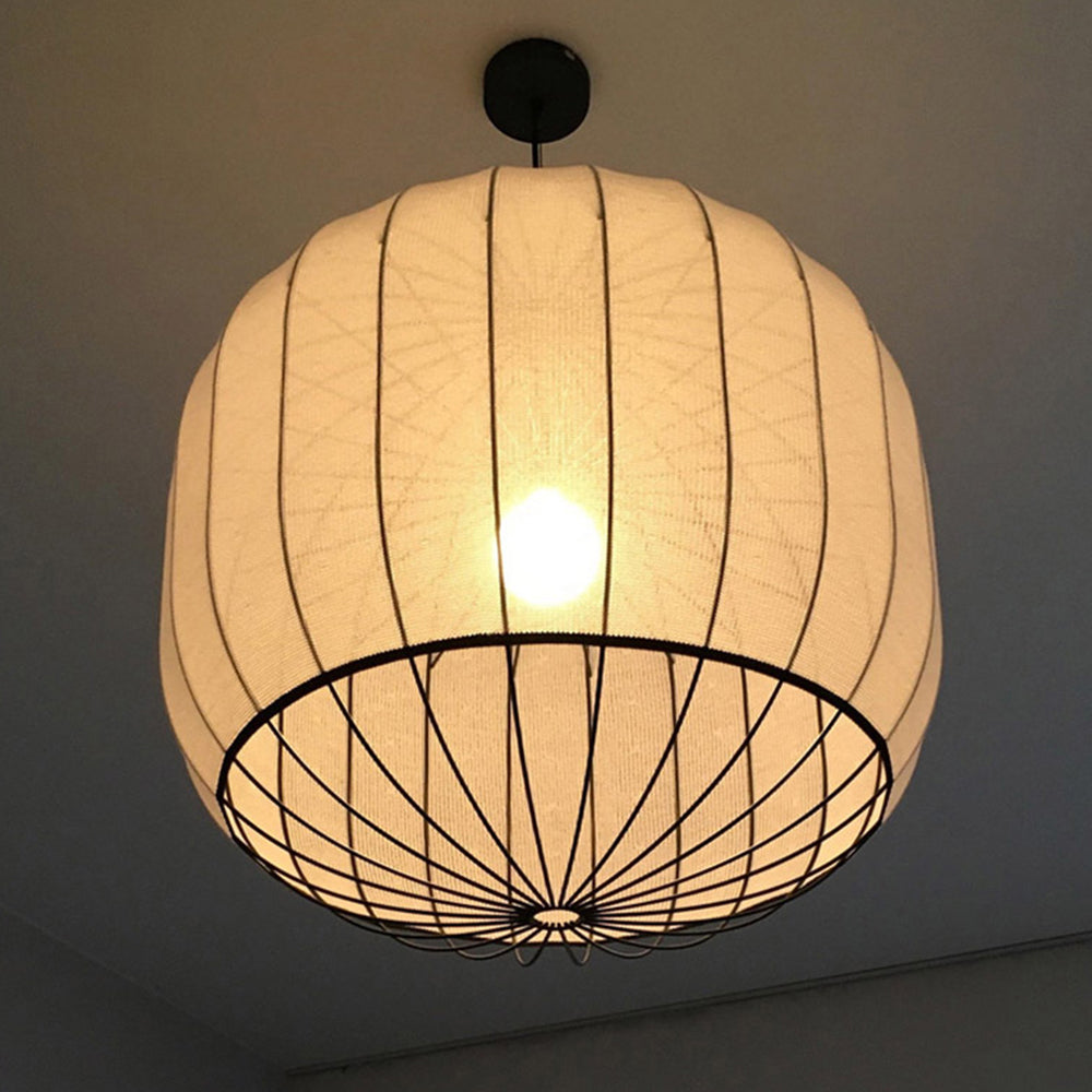Ritta Suspension Vintage, Métal/Tissu, Blanc/Noir, Salon