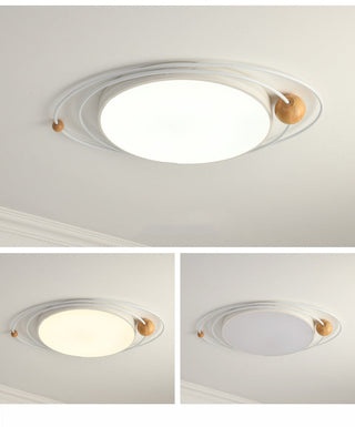 Arisha Plafonnier Rond Moderne, Metal/Bois, Blanc/Noir/Gris/Vert/Bleu, Salon