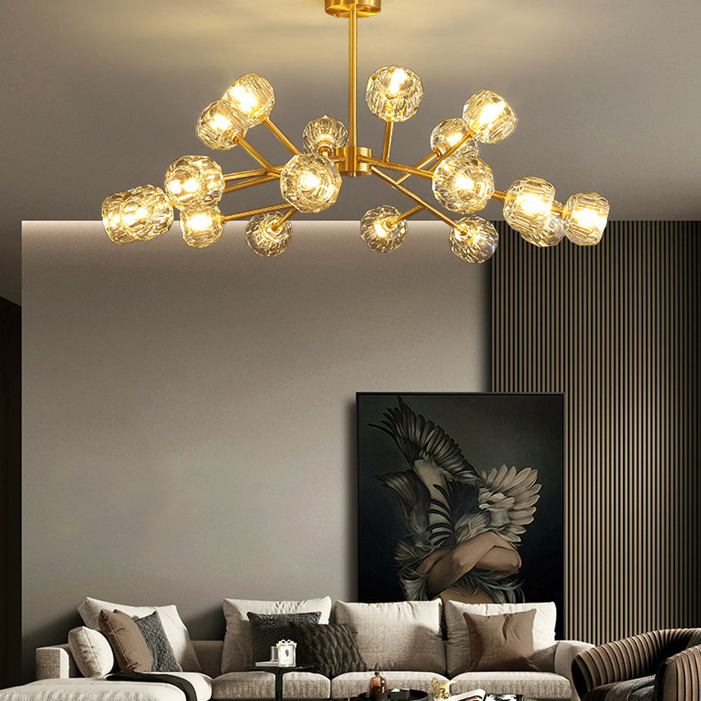 Valentina Luminaires Suspensions Multi Balle Moderne Cuivre/Cristal Noir/Doré Salon/Salle à Manger