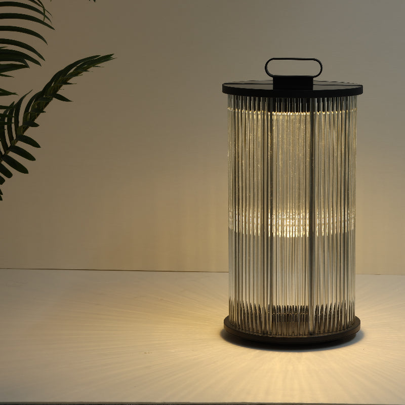 Ray Lampadaire Cylindre Simple, Métal/Verre, Gris, Jardin
